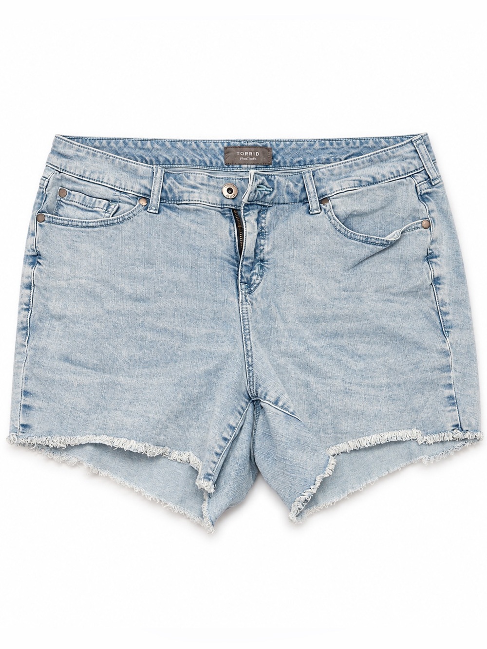 Torrid Size 18 Light Wash Denim Cutoff Shorts Frayed Hem Plus Size Jean Shorts